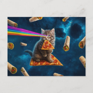 Laser Cat Pizza Party Briefkaart