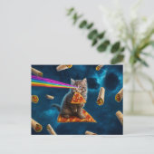 Laser Cat Pizza Party Briefkaart (Staand voorkant)