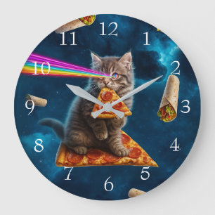 Laser Cat Pizza Party Grote Klok