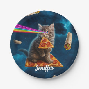 Laser Cat Pizza Party Papieren Bordje