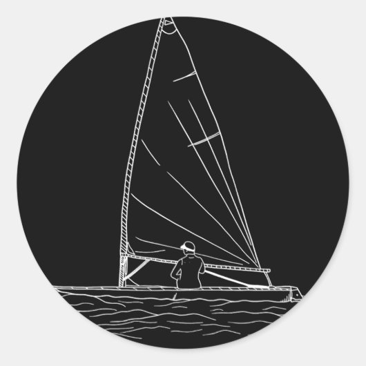 Laser Dinghy Boat Sailing Ronde Sticker (Voorkant)