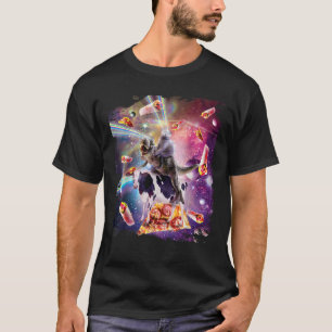 Laser Eye Space Cat op dinosaurus Koe Rainbow T Sh T-shirt