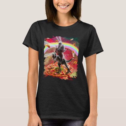 Laser Eyes Space Cat On Sloth Dinosaur  Rainbow T-shirt (Voorkant)
