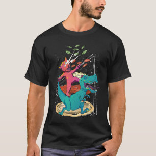 Laser Kat Dinosaurus Pizza Tacos Regenboog Foodie  T-shirt
