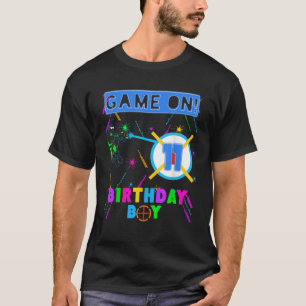 Laser Label Birthday Boy Party Gamer Gaming Age 11 T-shirt