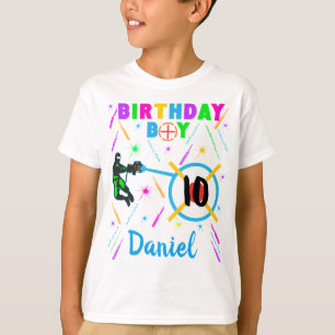 Laser Label Birthday Boy Party Gamer Gaming T-shirt