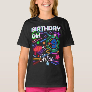 Laser Label Birthday Girl Party Colorful Matching T-shirt