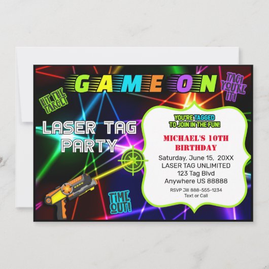 Laser Label Birthday Invitation Kaart (Voorkant)