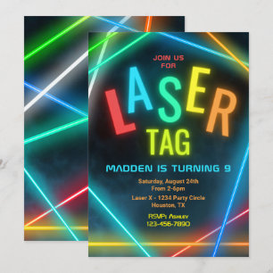 Laser Label Birthday Invitation   Laserpartij Labe Kaart