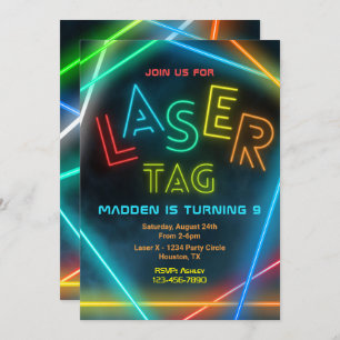 Laser Label Birthday Invitation   Laserpartij Labe Kaart