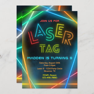 Laser Label Birthday Invitation   Laserpartij Labe Kaart