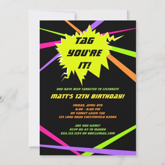Laser Label Birthday Party Invitation Kaart (Voorkant)