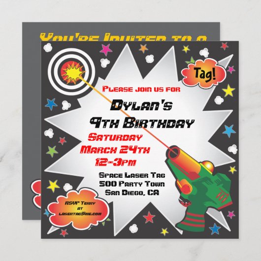 Laser Label Birthday Party Invitation Kaart (Voorkant / Achterkant)