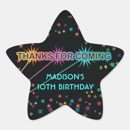 Laser Label Blast Star Dank u Favor Sticker (Voorkant)