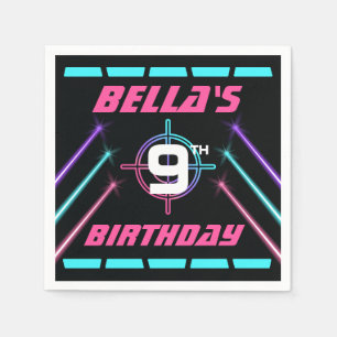 Laser Label Girls Neon Birthday Party Servet