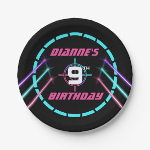 Laser Label Girls Neon Pink Birthday Papieren Bordje