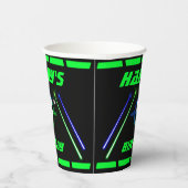 Laser Label Neon Green en Blue Beams Verjaardagspa Papieren Bekers (Rechts)