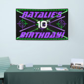 Laser Label Neon Green & Paars Beams Birthday Part Spandoek (Beurs)