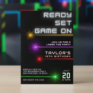 Laser Label Neon Light Verjaardagsfeest Kaart