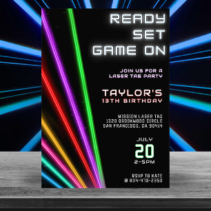 Laser Label Neon Light Verjaardagsfeest Kaart