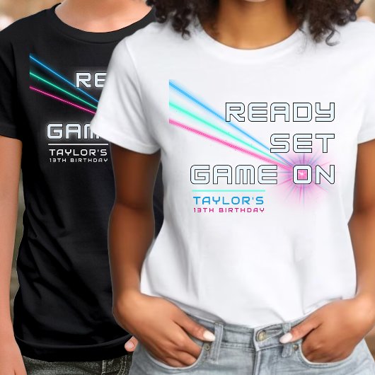 Laser Label Neon spel op ouderlijk verjaardagsfees Tri-Blend Shirt