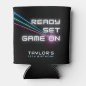 Laser Label Neon verjaardagsfeestje Blikjeskoeler (Voorkant)