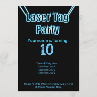 Laser Label Party Blue Invitation Kaart