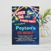 Laser Label Roller Schaats Verjaardagsfeestje Kaart (Staand voorkant)