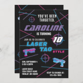 Laser Label Roze Paars Blue Birthday Party Kaart (Voorkant / Achterkant)