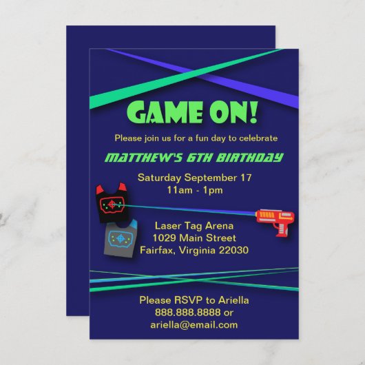 Laser Label Verjaardag of Team Building Party Kaart (Voorkant / Achterkant)