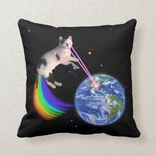 Laser Regenboog Ruimte Kat Kussen