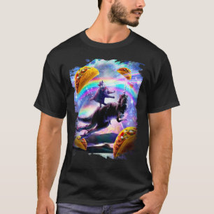 Laser Ruimtekater op Regenboog Dinosaurus Eenhoorn T-shirt