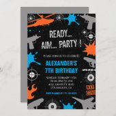 Laser tag d'anniversaire invitations guerre d'arme (Devant / Derrière)