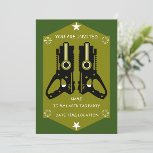 Laser Tag Feest Uitnodiging (Staand voorkant)