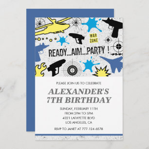 Laser tag invitations anniversaire chasse canon ha
