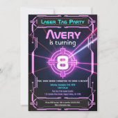 Laser Tag Meisje Verjaardagsfeest Uitnodiging Neon (Voorkant)