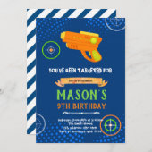 Laser tag pistool verjaardagsuitnodiging kaart (Voorkant / Achterkant)