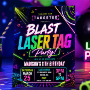 Laser Tag Verjaardagsuitnodiging Kaart