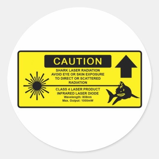 Laserhaai klasse 4 ronde sticker (Voorkant)