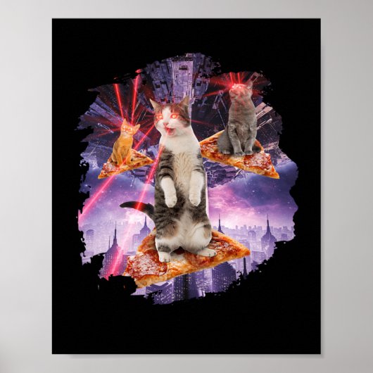Laserkatten Pizza-Katten Poster (Voorkant)