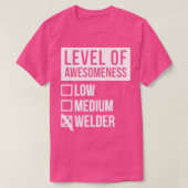 LasFunny Level of Awesomeness Low Weld Welder W T-shirt (Design voorkant)