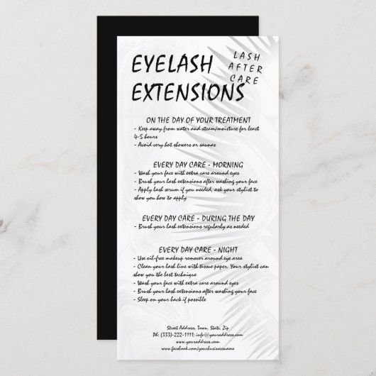 Lash Aftercare Black White Eyelash Shadow Gradiënt Bedankkaart (Voorkant / Achterkant)