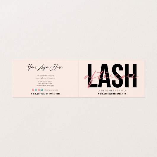 Lash Aftercare Instructions & Appointment Loyalty Visitekaartjes (Buitenkant ongevouwen)