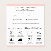Lash Aftercare Instructions & Appointment Reminder Visitekaartjes (Binnenkant ongevouwen)