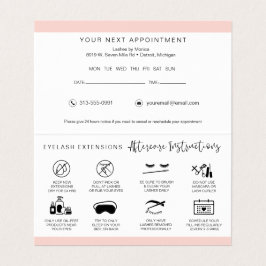 Lash Aftercare Instructions & Appointment Reminder Visitekaartjes
