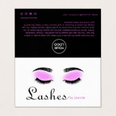 Lash Aftercare Instructions & Appointment Reminder Visitekaartjes (Buitenkant ongevouwen)