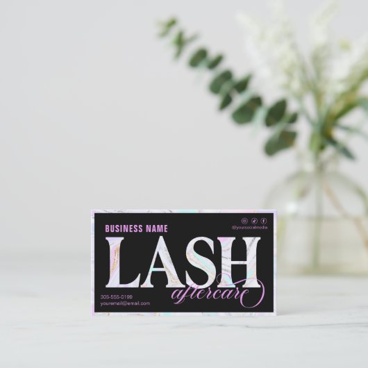 Lash Aftercare Instructions Fuchsia Marged Swirl Visitekaartje (Staand voorkant)