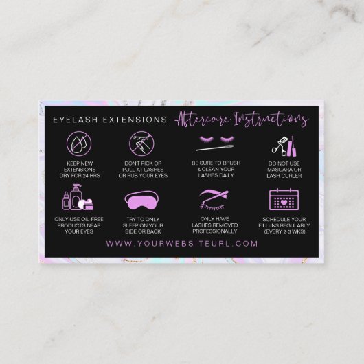 Lash Aftercare Instructions Fuchsia Marged Swirl Visitekaartje (Achterkant)