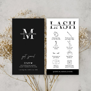 Lash Aftercare Instructions Minimalist Logo Salon Visitekaartje