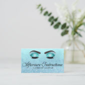 Lash Aftercare Instructions Turquoise Glam Glitter Visitekaartje (Staand voorkant)